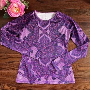 Athleta Sierra Nevada purple paisley top, size M